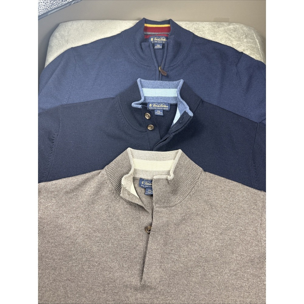 Brooks‎ Brothers Bundle 3 Pack Extra Fine Merino Wool Sweater Men XXL 1/4 & Zip - Picture 7 of 16